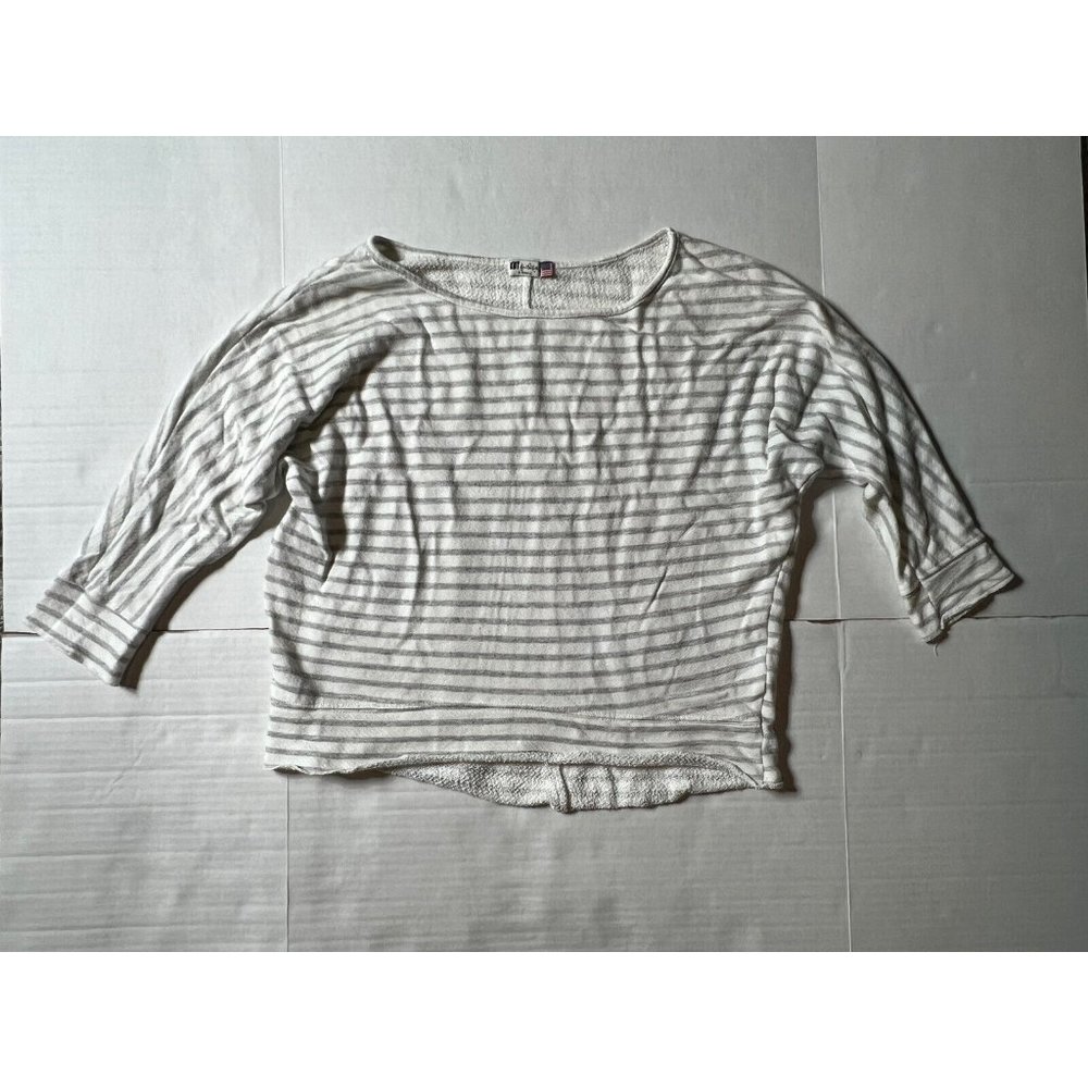 Kut From The Kloth Blouse Top Striped Open Knit White Gray Women's Size XS - Picture 1 of 9